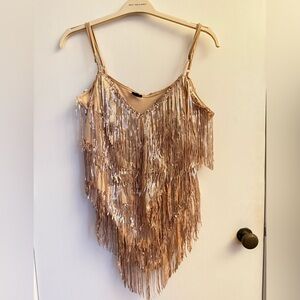 Stunning champagne gold fringe bodysuit